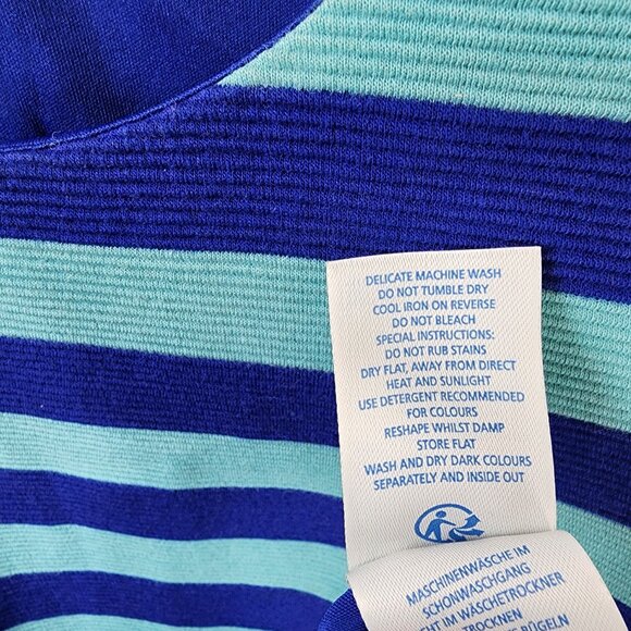 Boden Striped Fit & Flare Knit Dress – Navy & Turquoise - Picture 10 of 10